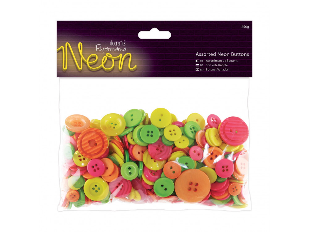 Assorted Neon Buttons - Papermania - 250 g
