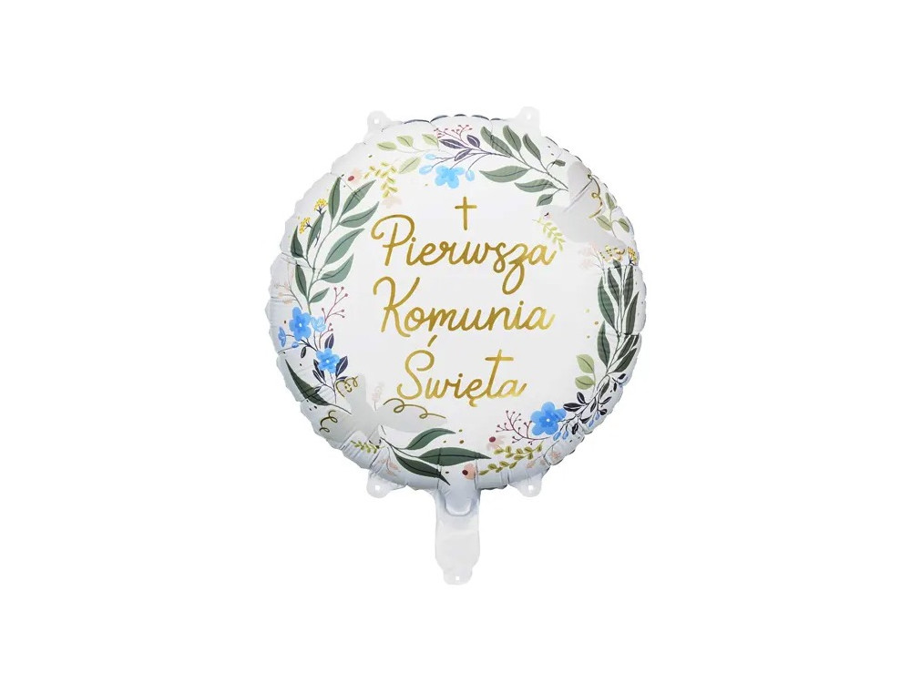 Foil balloon, Pierwsza Komunia Święta - white, 45 cm
