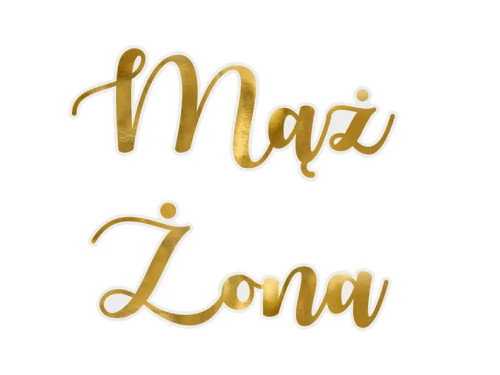 Naklejki na kieliszki, Mąż i Żona - złote, 2 szt.