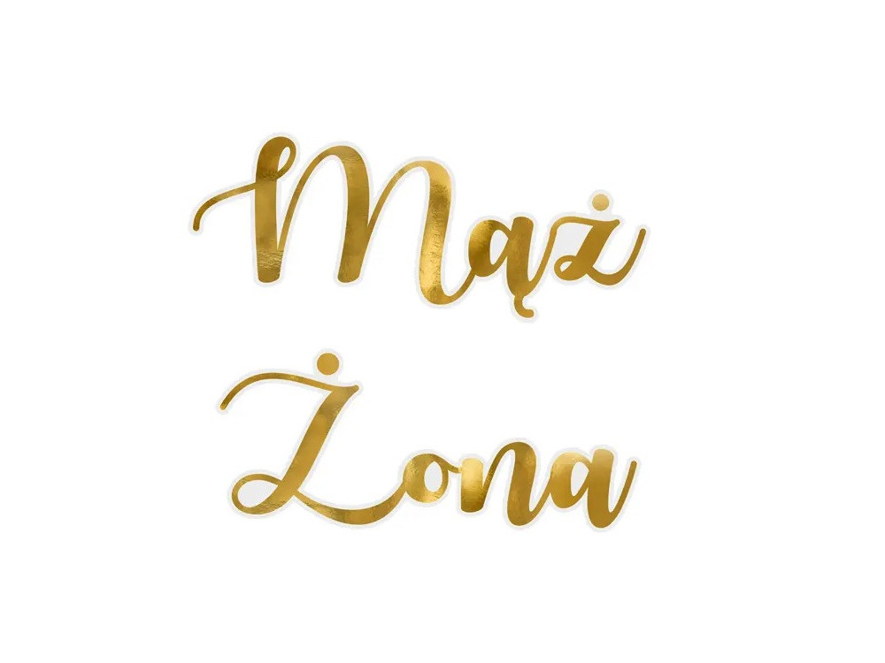 Prosecco glass stickers, Mąż i Żona - gold, 2 pcs.