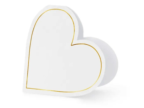 Place cards, Hearts - white and gold, 10 pcs.