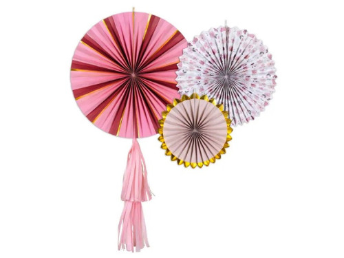 Rozety dekoracyjne, Kwiaty - różowe, 3 szt.