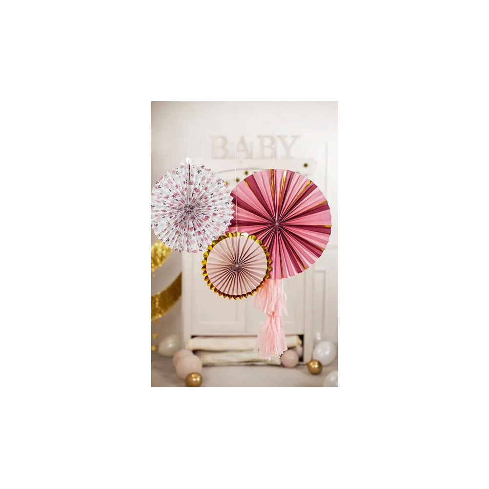 Decorative rosettes - pink, 3 pcs.