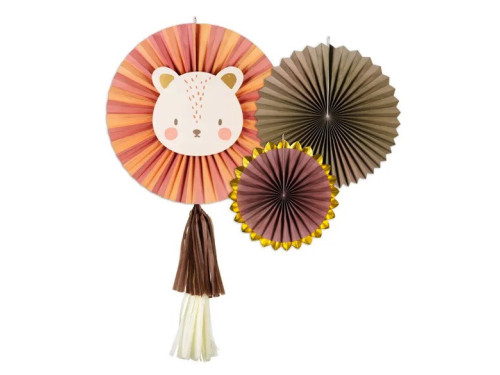 Decorative rosettes, Lion - brown, 3 pcs.