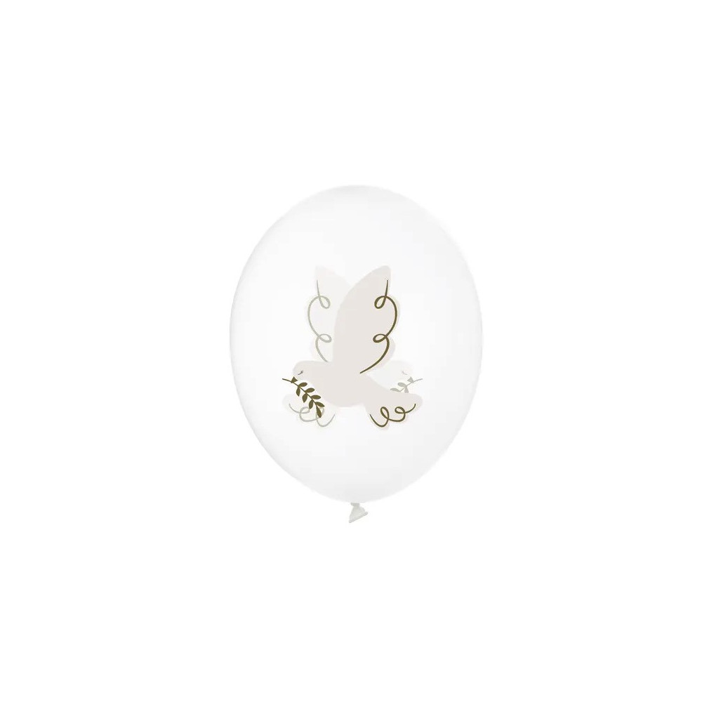 Balony lateksowe, Gołąb - transparentne, 30 cm, 6 szt.