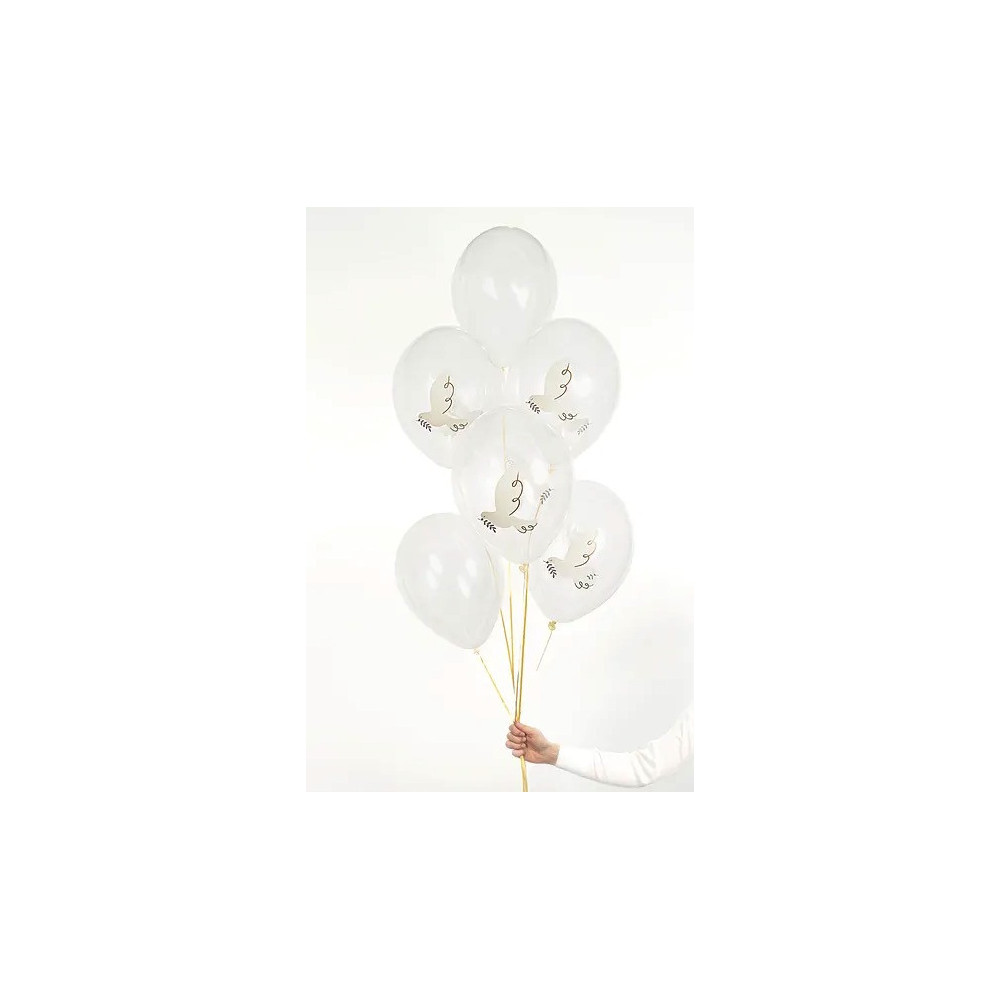 Balony lateksowe, Gołąb - transparentne, 30 cm, 6 szt.