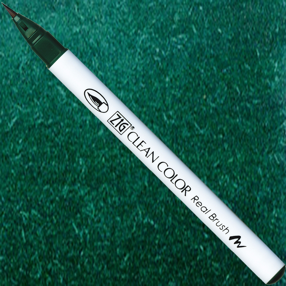 Zig Clean Color Real Brush Pen - Kuretake - 400, Marine Green