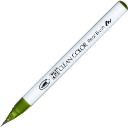 Zig Clean Color Real Brush Pen - Kuretake - 043, Olive Green