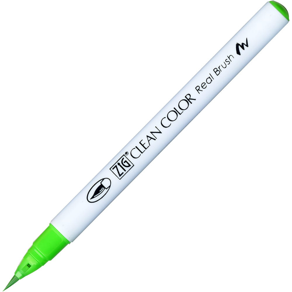 Zig Clean Color Real Brush Pen - Kuretake - 004, Fluorescent Green