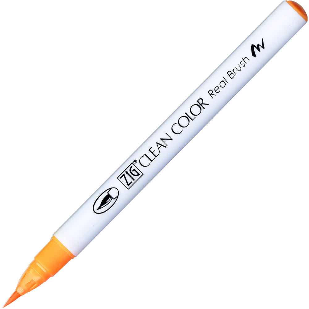 Zig Clean Color Real Brush Pen - Kuretake - 002, Fluorescent Orange