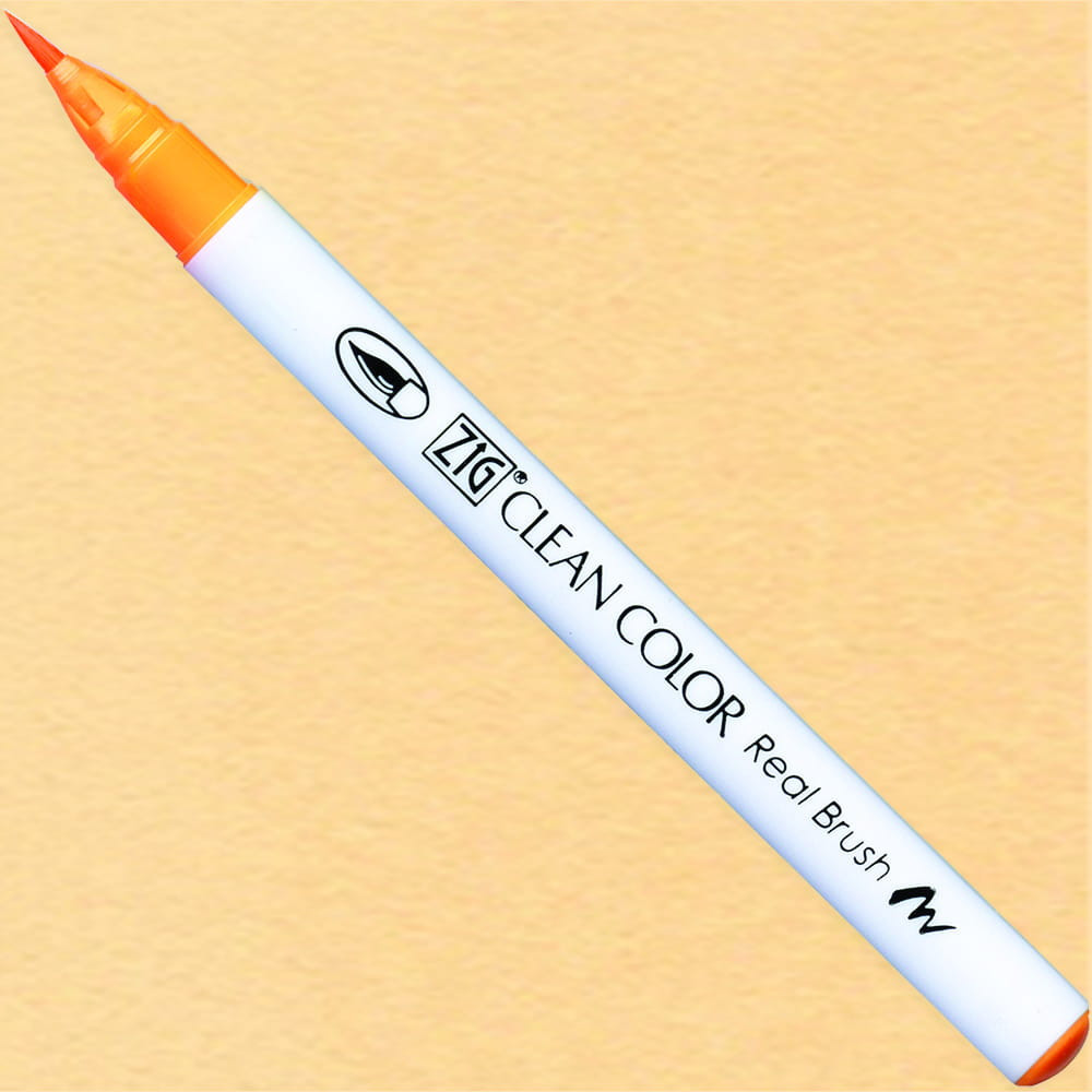 Zig Clean Color Real Brush Pen - Kuretake - 002, Fluorescent Orange