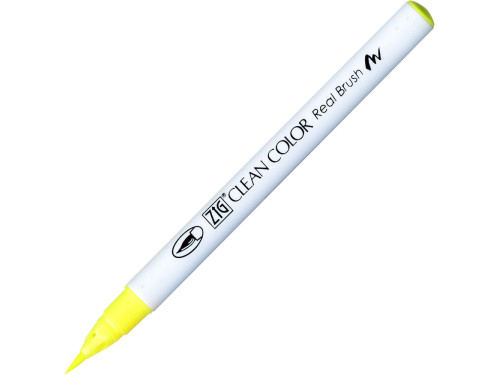 Zig Clean Color Real Brush Pen - Kuretake - 001, Fluorescent Yellow