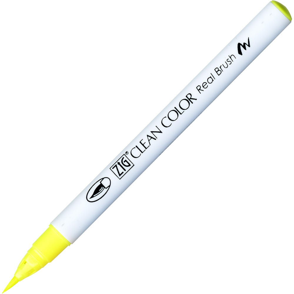 Zig Clean Color Real Brush Pen - Kuretake - 001, Fluorescent Yellow