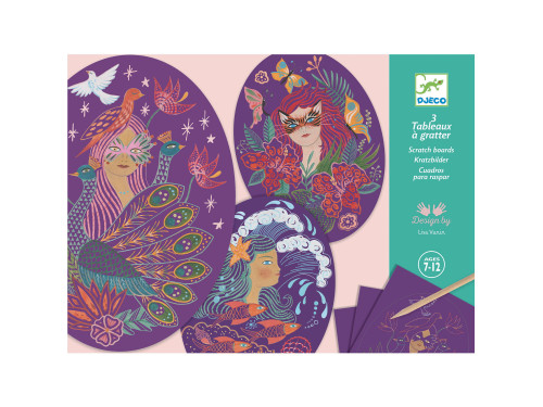 Scratch boards for children - Djeco - Nymphs, 3 sheets