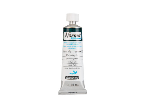 Norma Blue water-mixable oil paint - Schmincke - 500, Phthalo Green, 35 ml