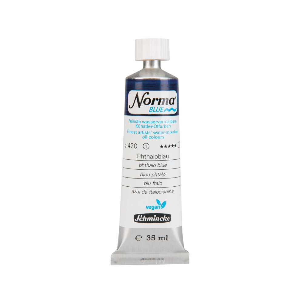 Norma Blue water-mixable oil paint - Schmincke - 420, Phthalo Blue, 35 ml