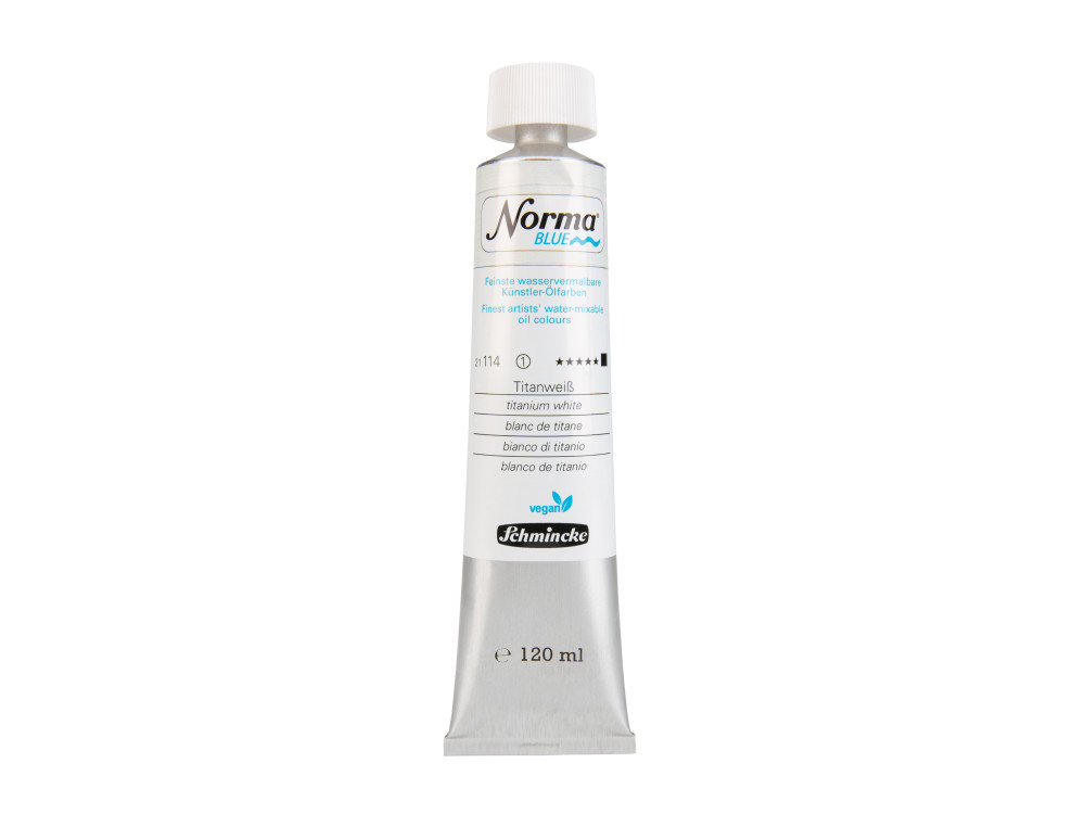 Norma Blue water-mixable oil paint - Schmincke - 114, Titanium White, 120 ml