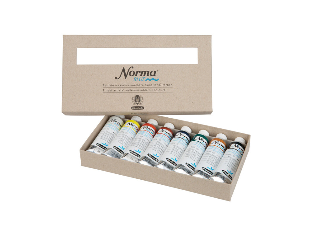 Set of Norma Blue water-mixable oil paints - Schmincke - 8 x 35 ml