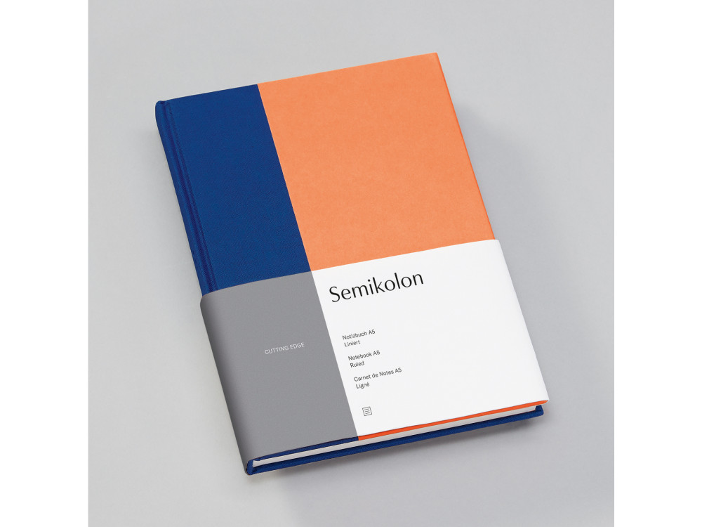 Notebook Cutting Edge, A5 - Semikolon - Cobalt/Peach, ruled, 176 pages