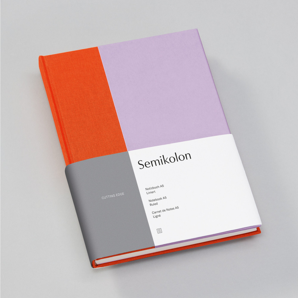 Notebook Cutting Edge, A5 - Semikolon - Tangerine/Lavender, ruled, 176 pages