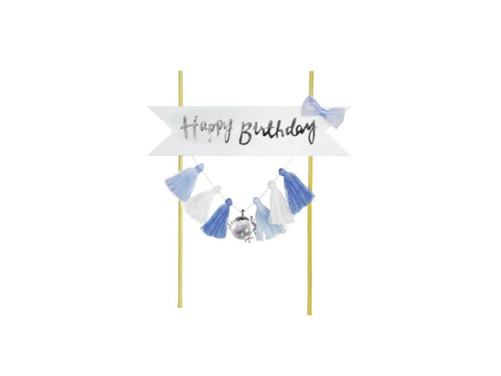 Cake topper, Happy Birthday - blue, 20 cm