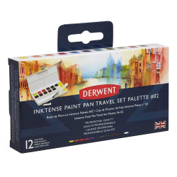 Inktense paint pan Travel Set no. 2 - Derwent - 12 pcs. + brush