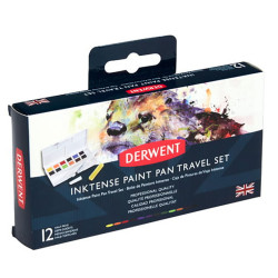 Inktense paint pan Travel Set no. 1 - Derwent - 12 pcs. + brush