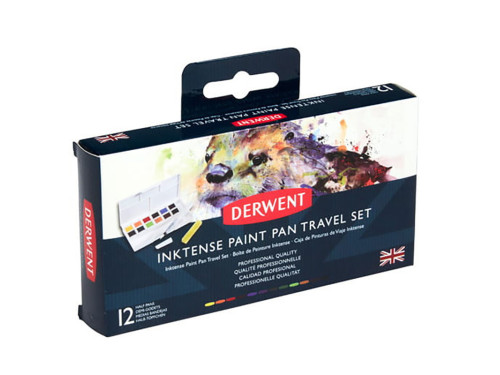 Zestaw tuszów akwarelowych Inktense w kostkach, Travel Set - Derwent - 12 kolorów