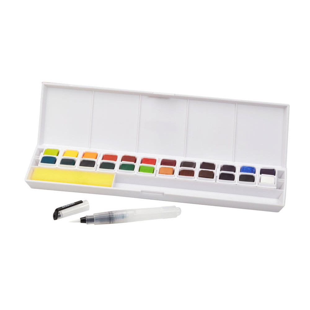 Inktense paint pan Studio Set - Derwent - 24 pcs. + brush