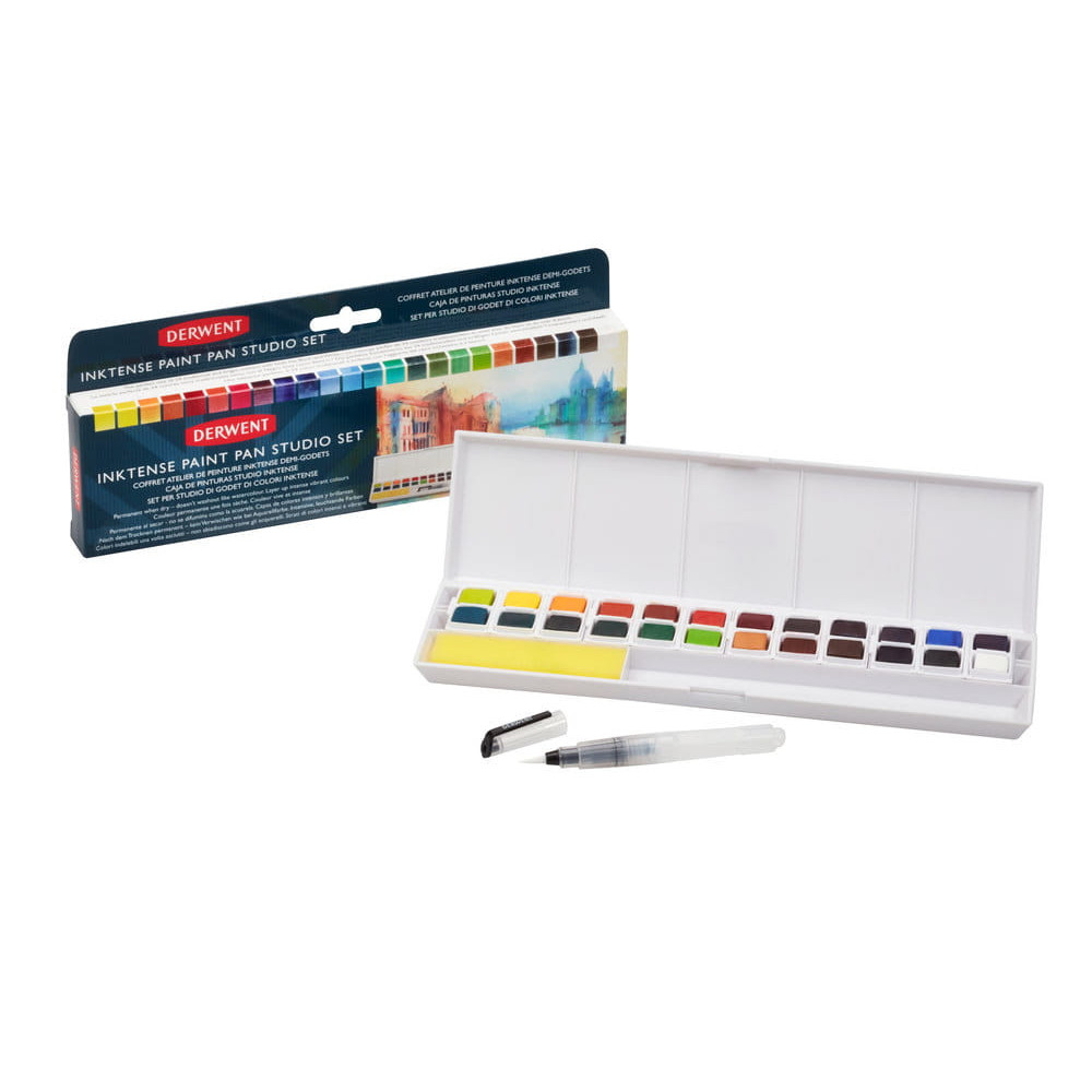 Zestaw tuszów akwarelowych Inktense w kostkach, Studio Set - Derwent - 24 kolory