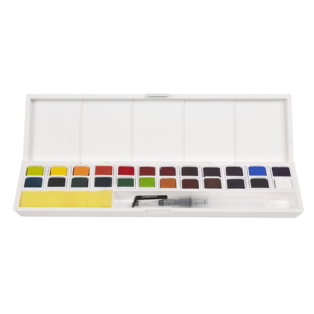 Inktense paint pan Studio Set - Derwent - 24 pcs. + brush
