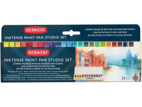 Zestaw tuszów akwarelowych Inktense w kostkach, Studio Set - Derwent - 24 kolory