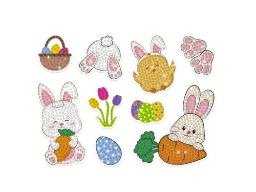 Diamond embroidery stickers, Bunnies and Easter Eggs - DpCraft - 9 pcs.