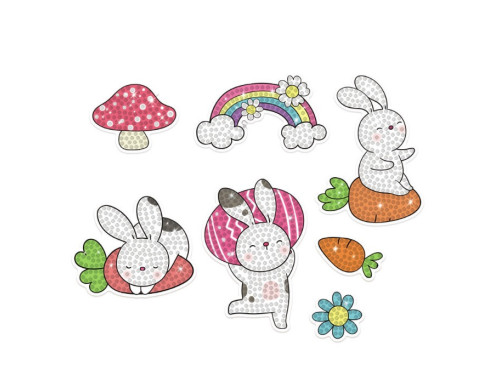 Diamond embroidery stickers, Happy Bunny - DpCraft - 7 pcs.