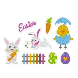 Diamond embroidery stickers, Happy Easter - DpCraft - 8 pcs.