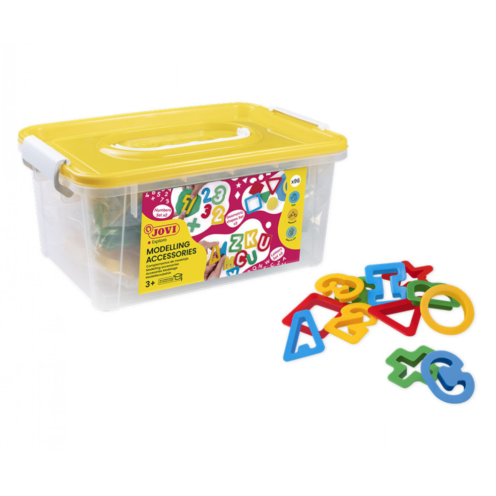 Set od modeling accessories, letters, numbers and shapes - Jovi - 96 pcs.