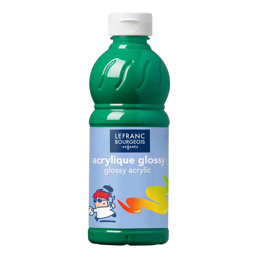 Farba akrylowa Glossy - Lefranc & Bourgeois - Brilliant Green, 500 ml