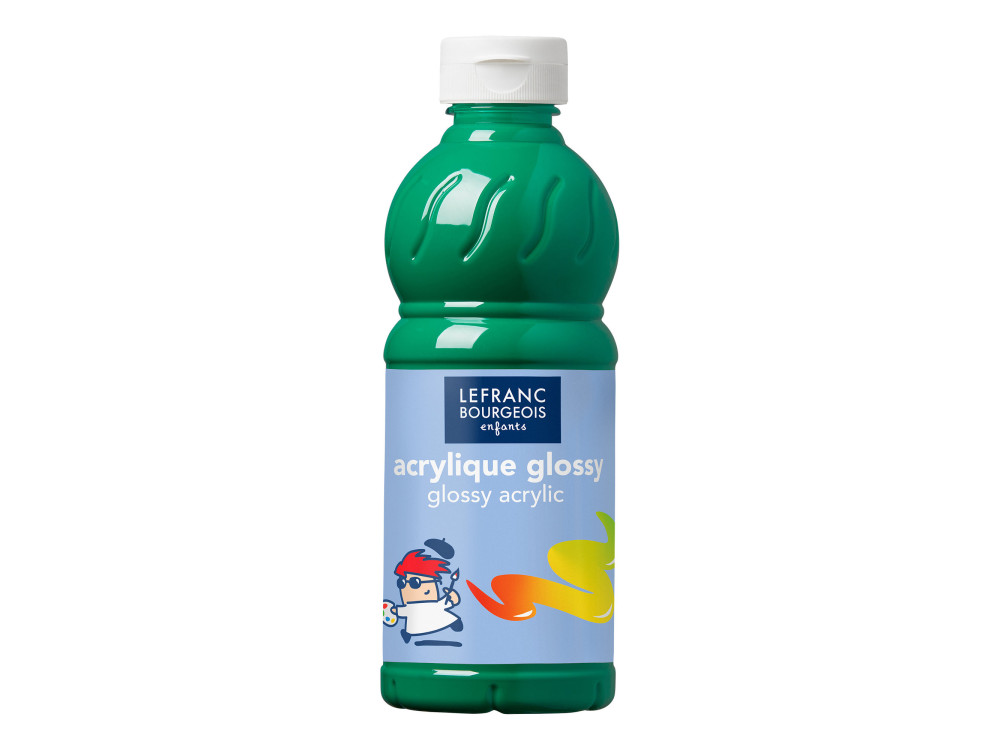 Farba akrylowa Glossy - Lefranc & Bourgeois - Brilliant Green, 500 ml