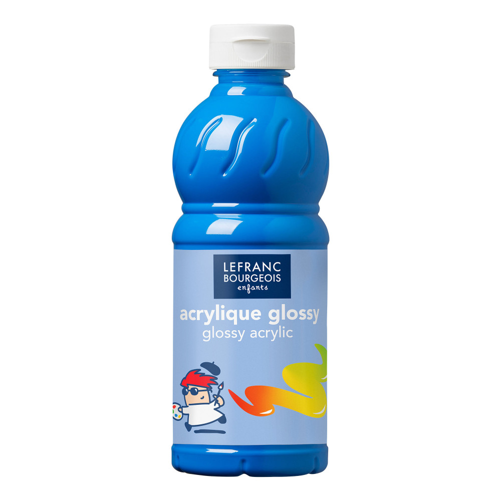 Farba akrylowa Glossy - Lefranc & Bourgeois - Cyan, 500 ml