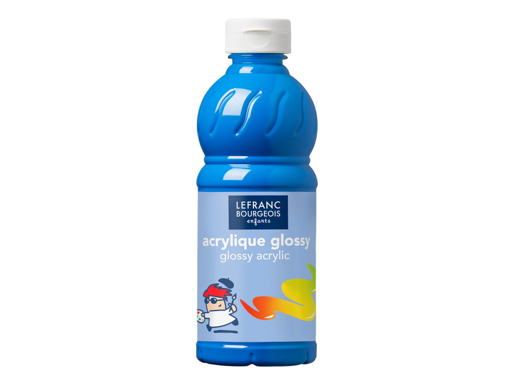 Farba akrylowa Glossy - Lefranc & Bourgeois - Cyan, 500 ml