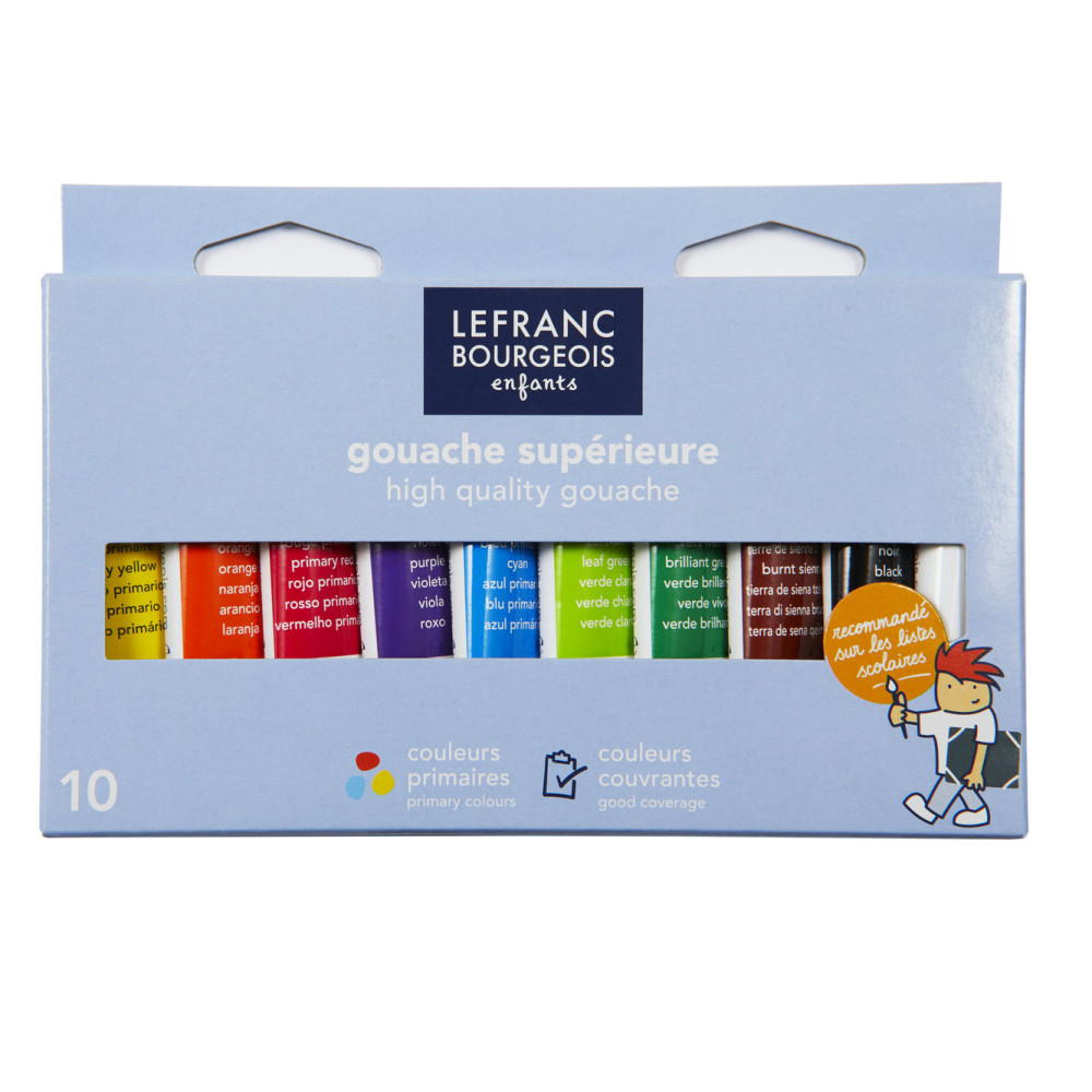 Zestaw farb gwaszy - Lefranc & Bourgeois - 10 kolorów x 10 ml