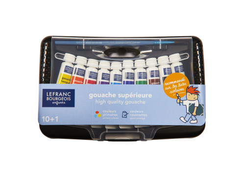 Set of Gouache paints in case with brush - Lefranc & Bourgeois - 10 x 10 ml