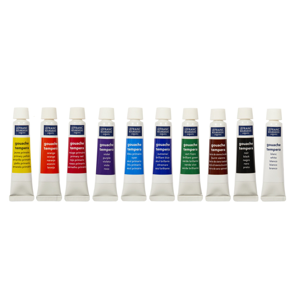 Set of Gouache paints in case with brush - Lefranc & Bourgeois - 10 x 10 ml