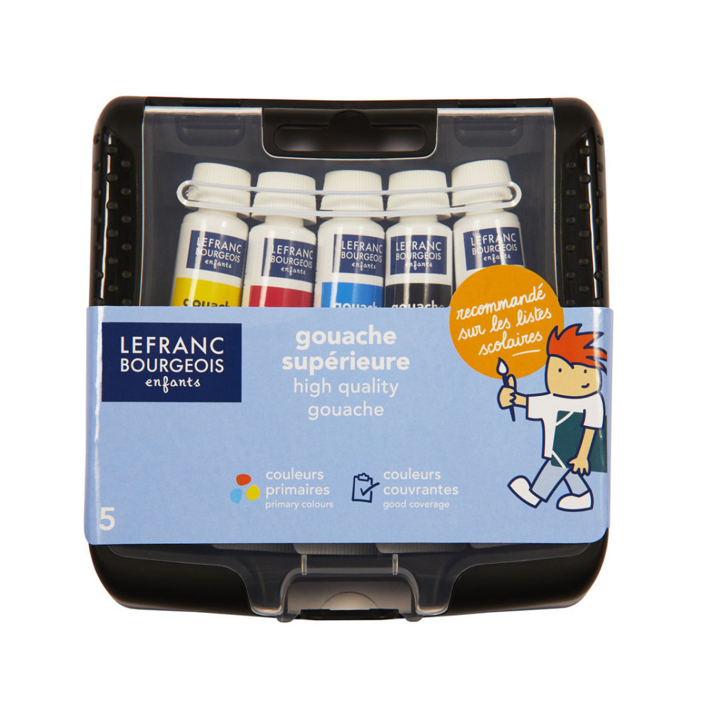 Zestaw farb gwaszy w etui - Lefranc & Bourgeois - 5 kolorów x 10 ml