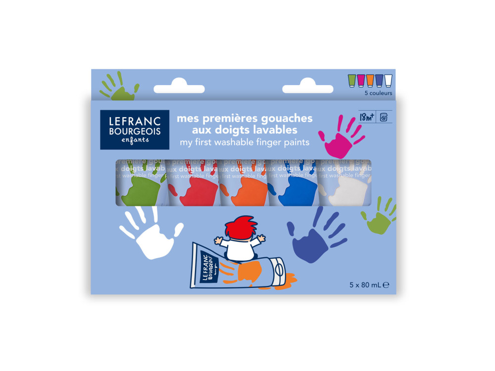 Set of Gouache finger paints, Peps - Lefranc & Bourgeois - 5 x 80 ml