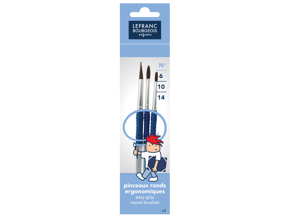 Set of natural brushes, Grippy - Lefranc & Bourgeois - round, 3 pcs.