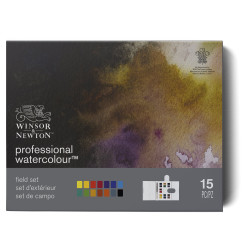 Zestaw farb akwarelowych Professional w półkostkach - Winsor & Newton - 15 kolorów