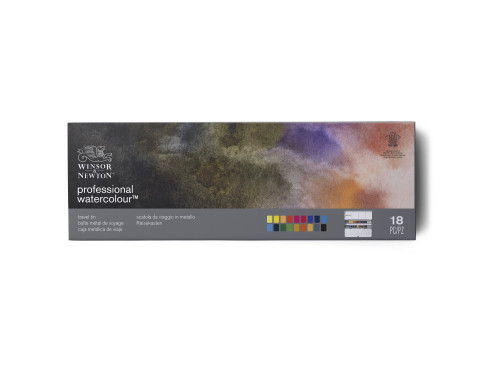 Professional Watercolor half-pans Travel set - Winsor & Newton - 18 colors