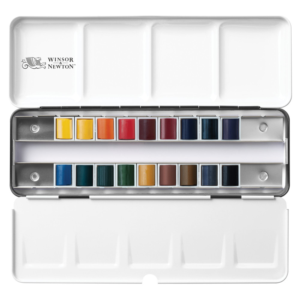 Zestaw farb akwarelowych Professional w półkostkach - Winsor & Newton - 18 kolorów