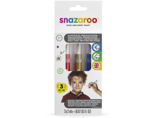 Face and body make-up brush paint, Adventure - Snazaroo - 3 pcs.